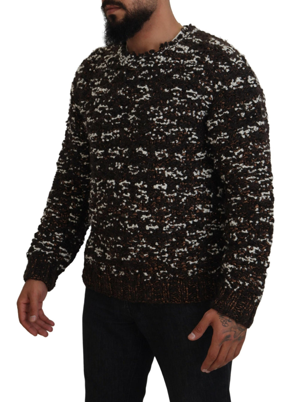 Brown Knitted Wool Fatto A Mano Sweater mens luxury fashion - Mens Edit