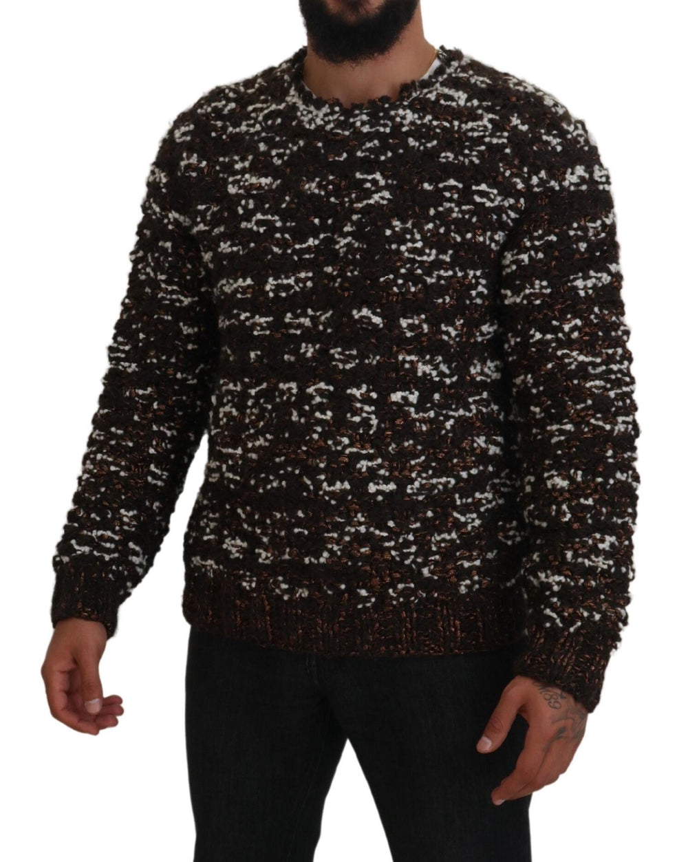 Dolce & Gabbana Fatto A Mano Wool Blend Sweater in Brown