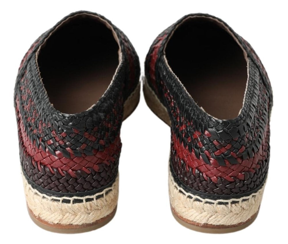 Dolce & Gabbana Buffalo Leather Espadrilles in Black and Bordeaux