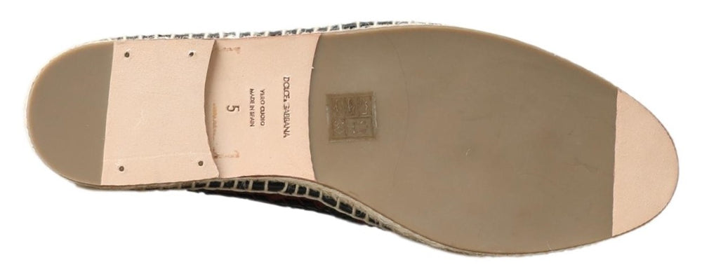 Dolce & Gabbana Buffalo Leather Espadrilles in Black and Bordeaux