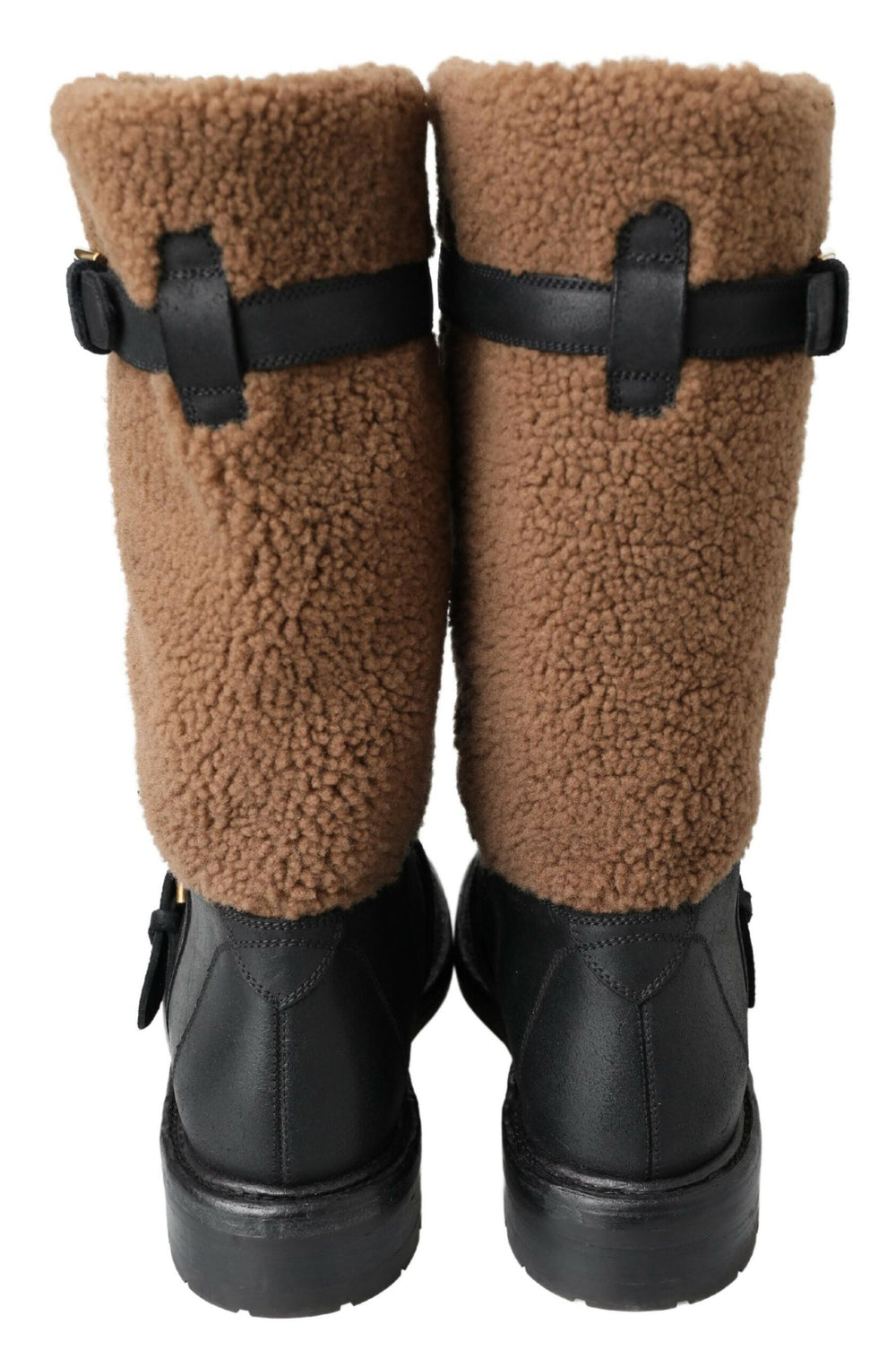 Dolce & Gabbana Leather and Shearling Boots in Black and Brown