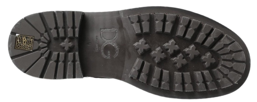 Dolce & Gabbana Leather Mid-Calf Lace-Up Boots in Black