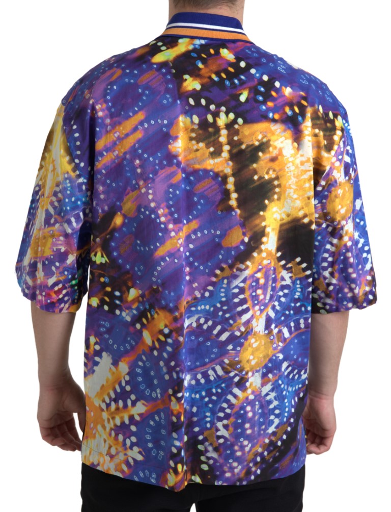 Dolce & Gabbana Luminaire Print Cotton Polo Shirt in Multicolour