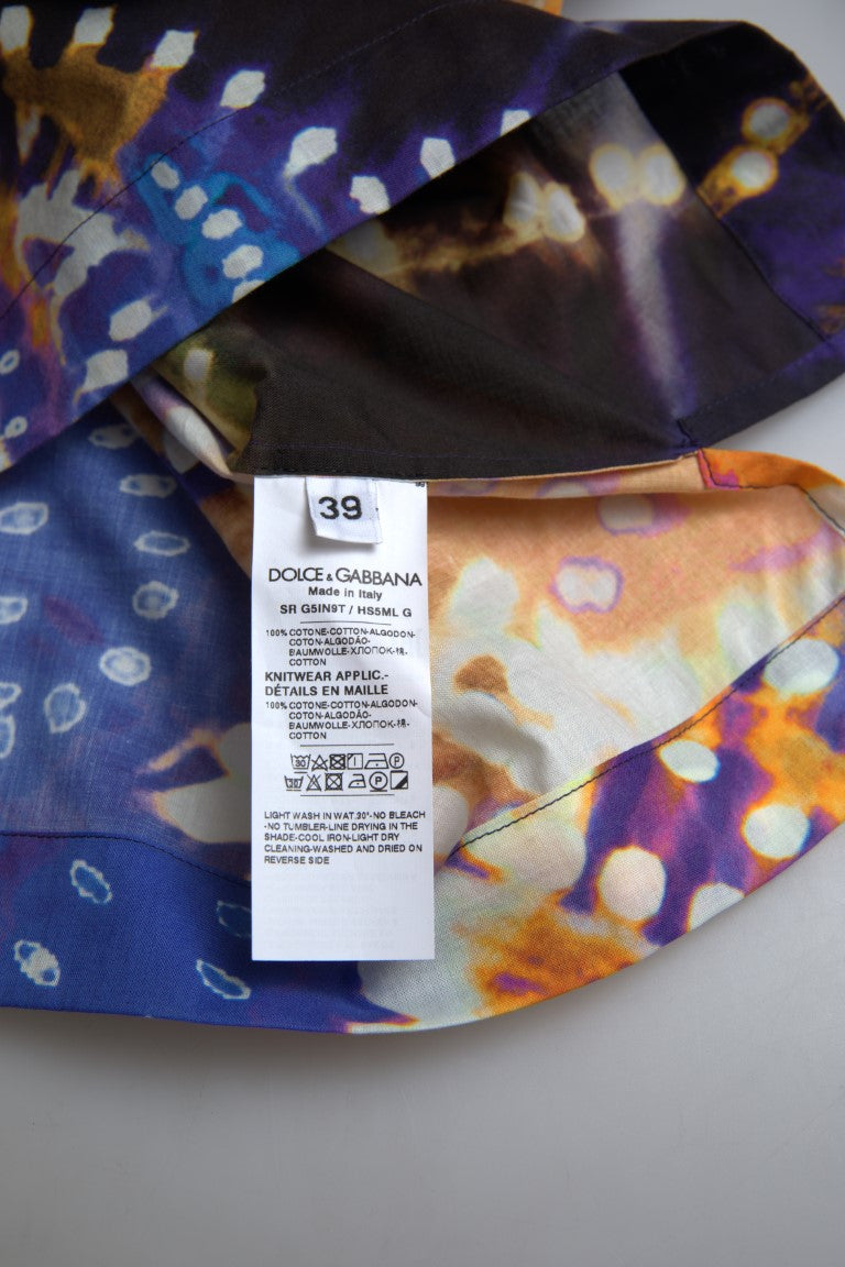 Dolce & Gabbana Luminaire Print Cotton Polo Shirt in Multicolour