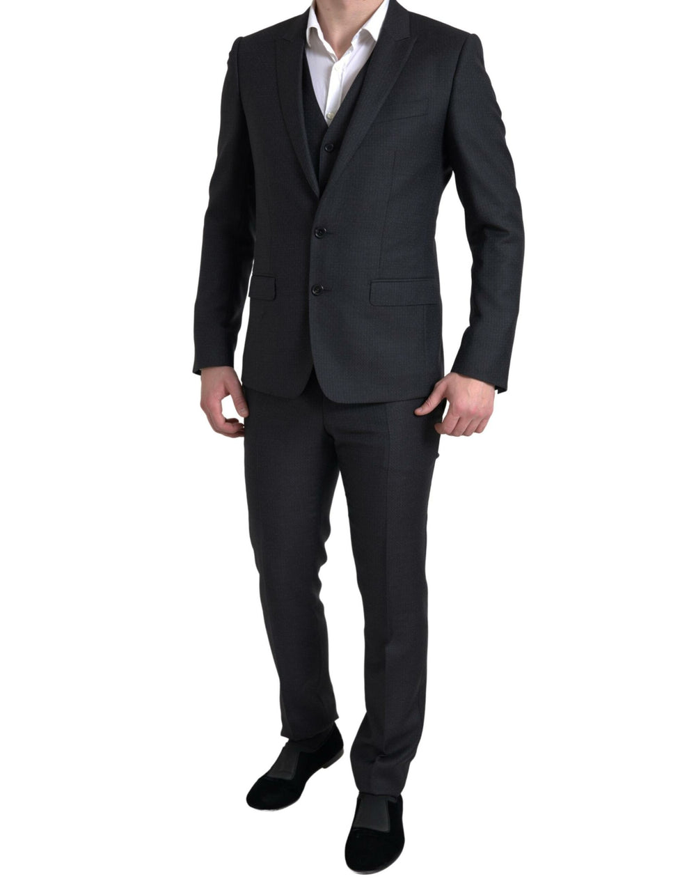 Dolce & Gabbana 100% Virgin Wool MARTINI Three-Piece Suit in Black