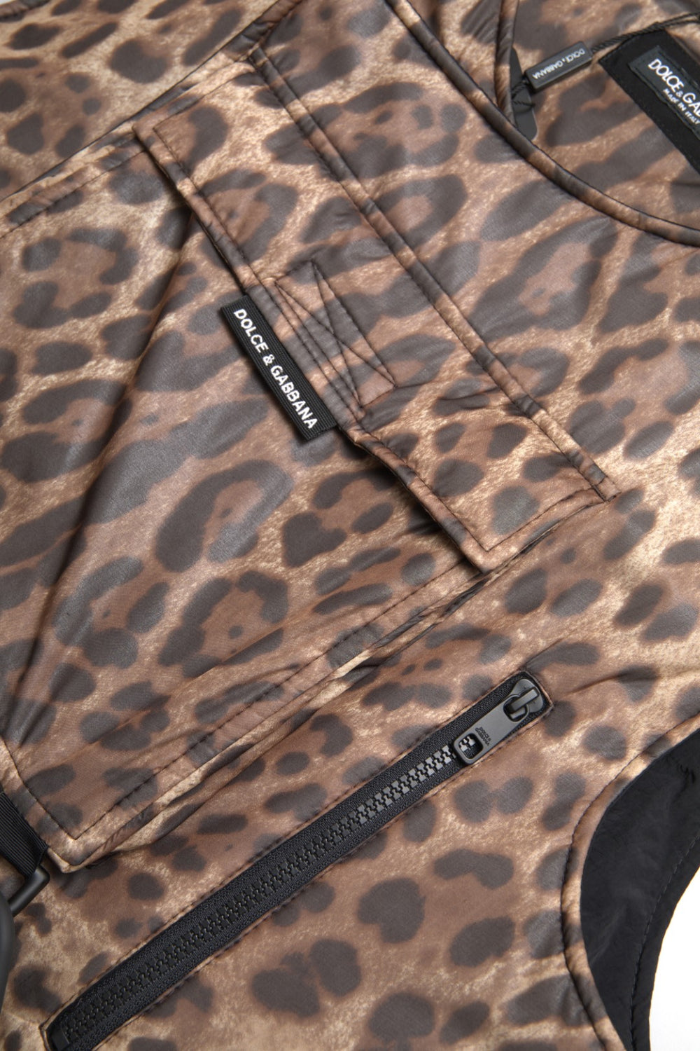 Dolce & Gabbana 100% Silk Sleeveless Polo in Brown Leopard