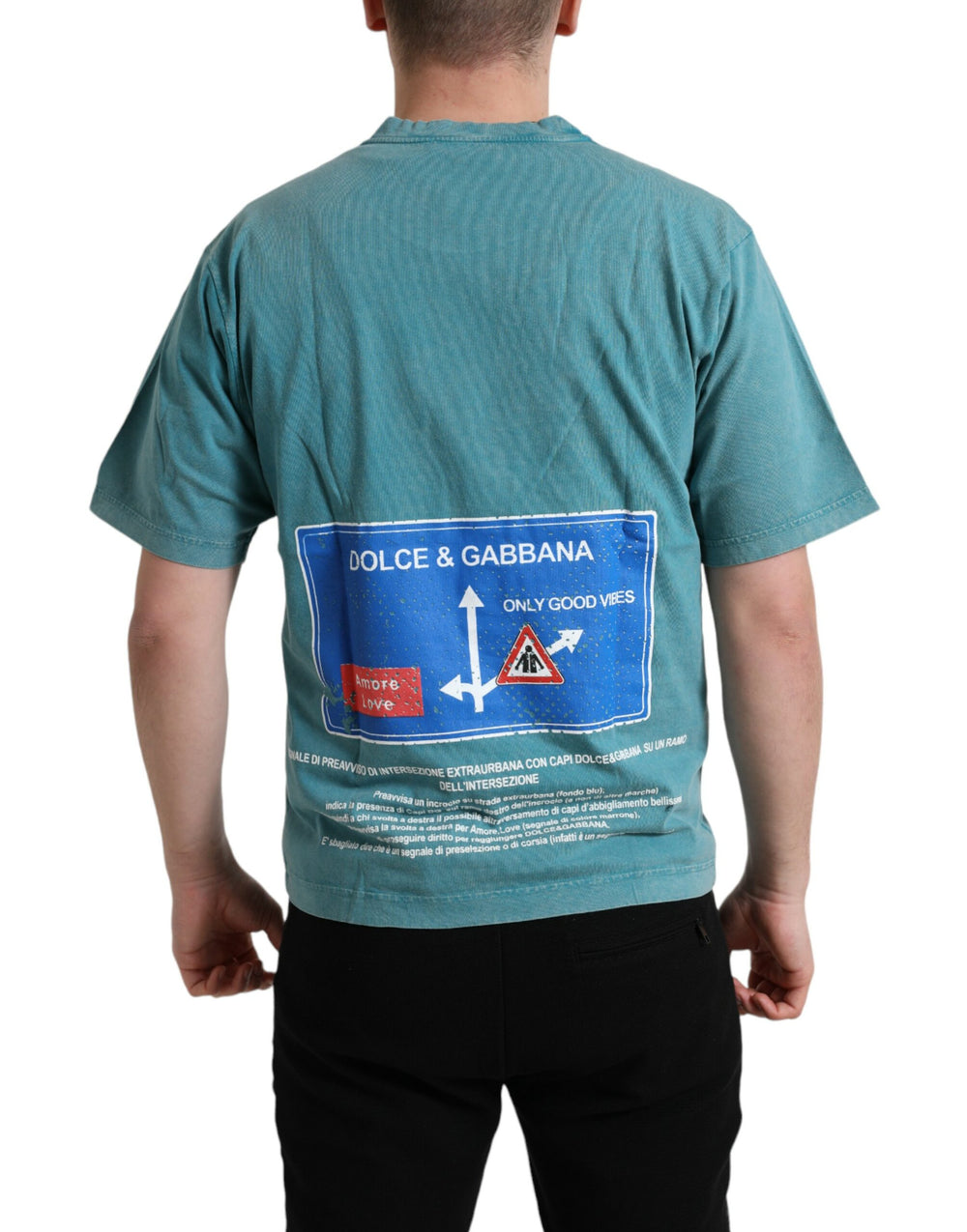 Dolce & Gabbana 100% Cotton Round Neck T-shirt in Blue