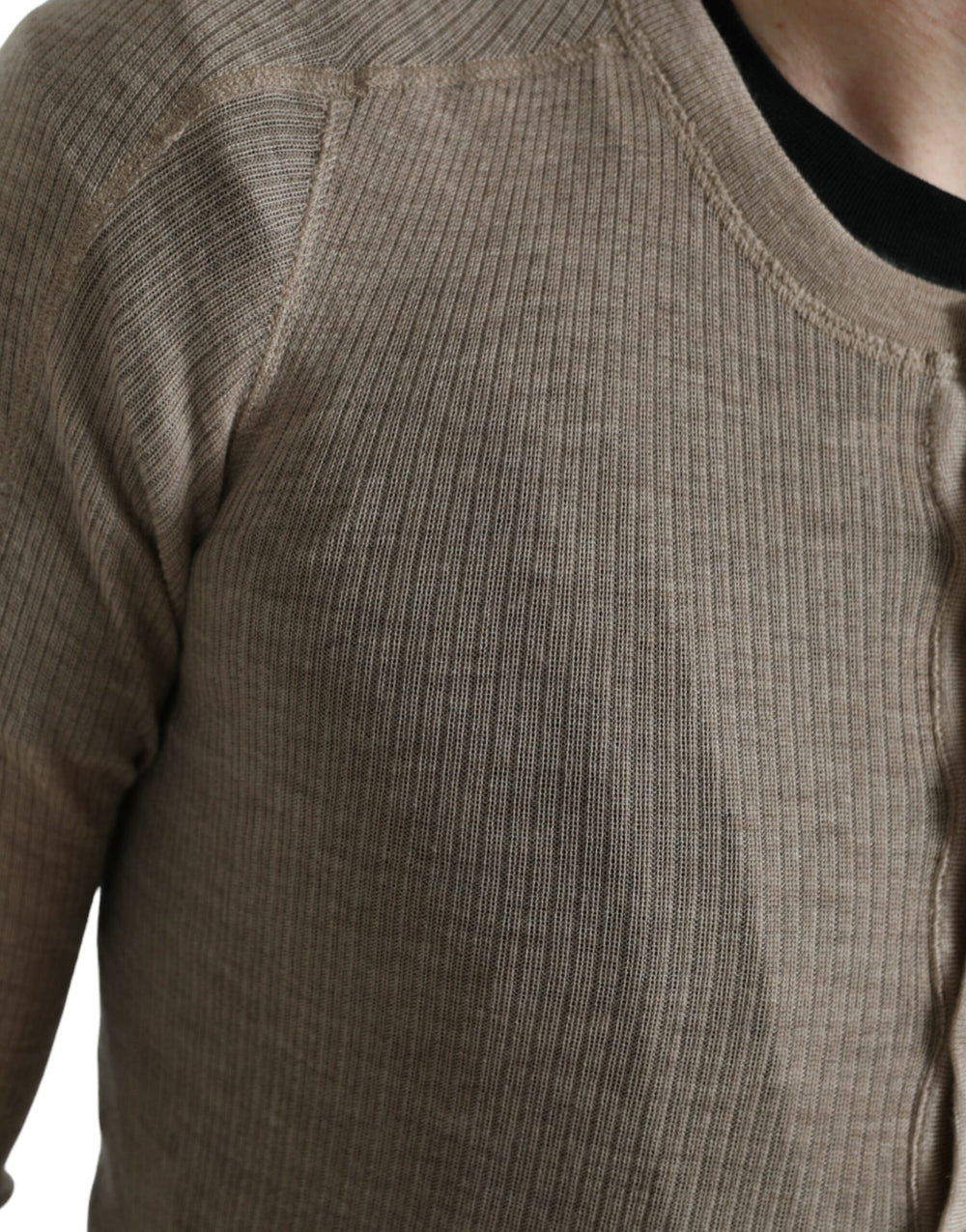Dolce & Gabbana 100% Cashmere Henley Sweater in Beige