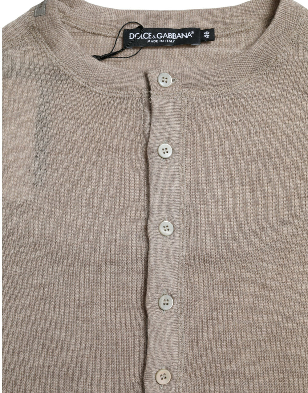 Dolce & Gabbana 100% Cashmere Henley Sweater in Beige