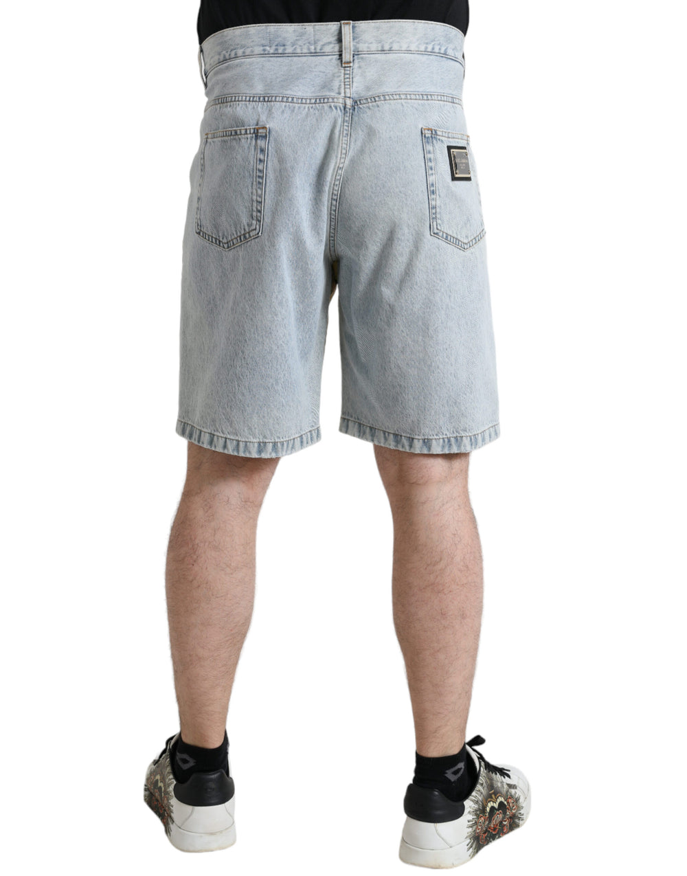Dolce & Gabbana Floral Print Denim Bermuda Shorts in Multicolor