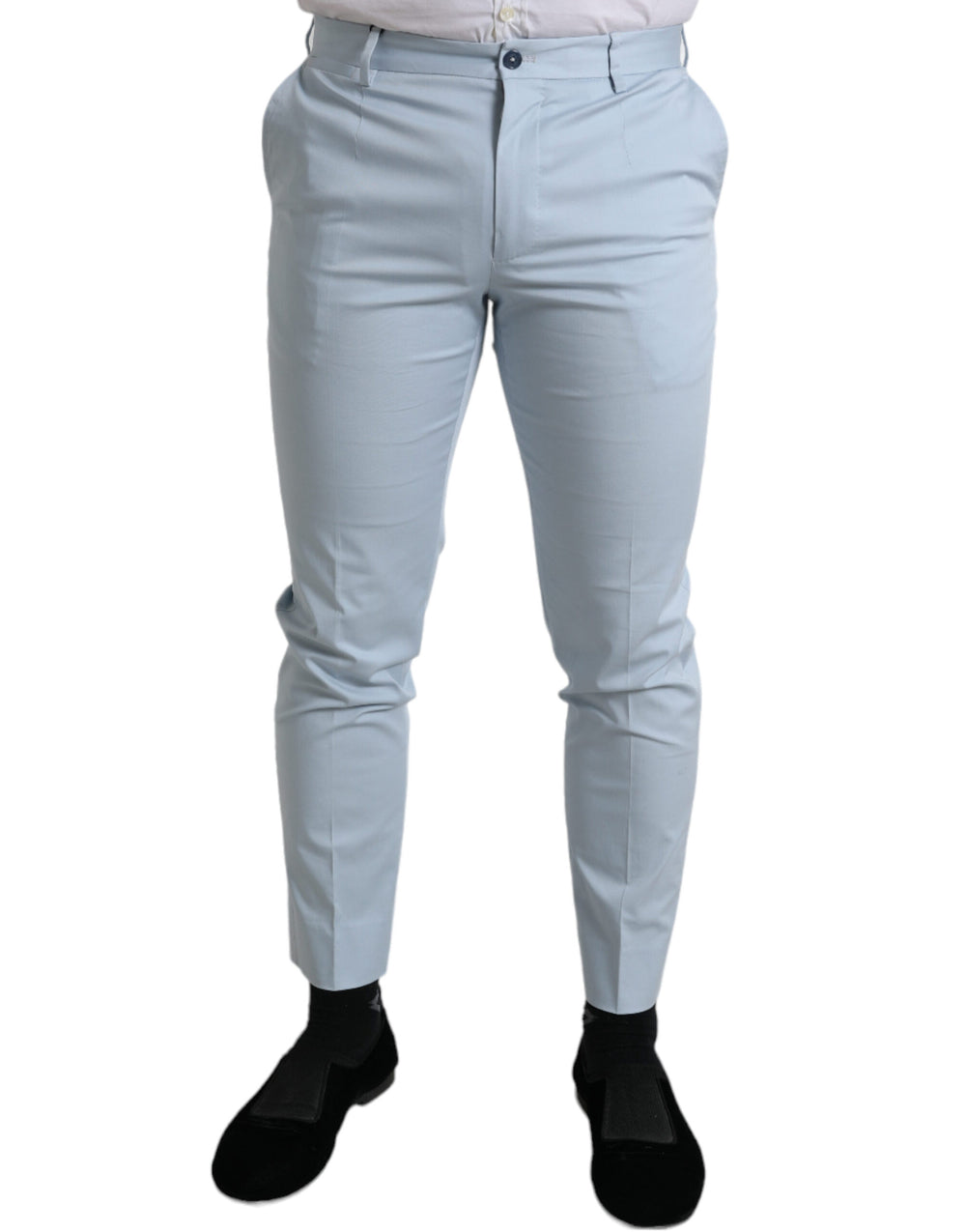 Sky Blue Cotton Stretch Skinny Pants mens luxury fashion - Mens Edit