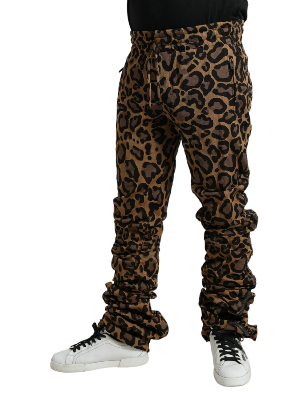 Dolce & Gabbana Leopard Jacquard Jogger Pants in Brown
