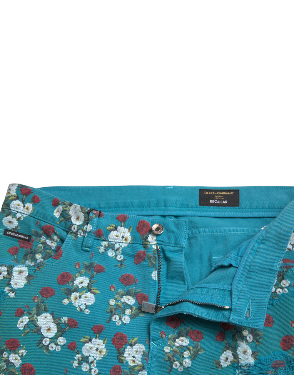 Dolce & Gabbana Floral Print Skinny Jeans in Blue
