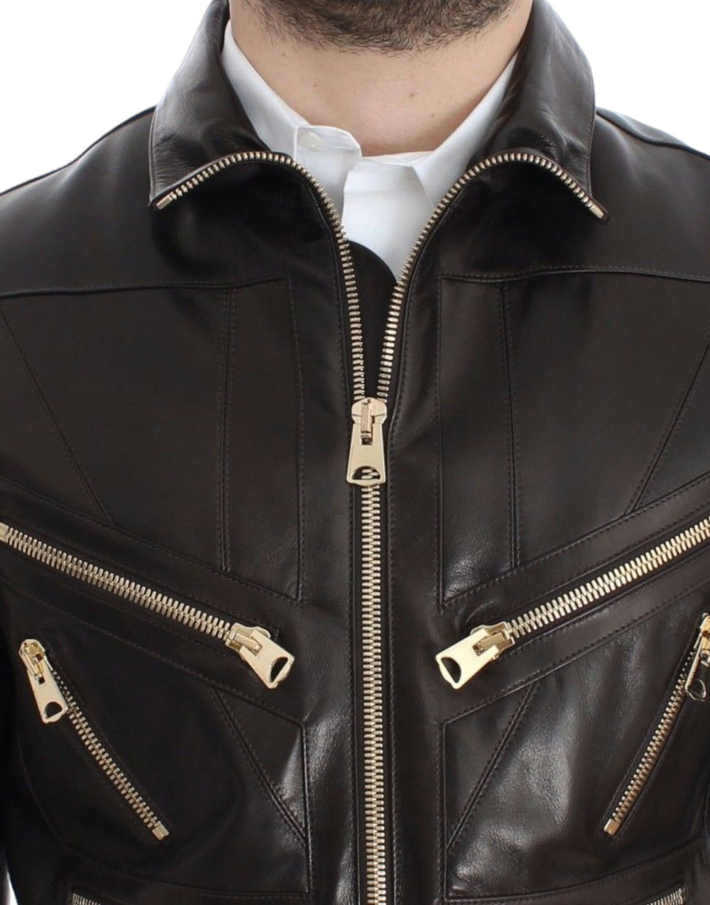 Dolce & Gabbana Lambskin Leather Jacket in Brown