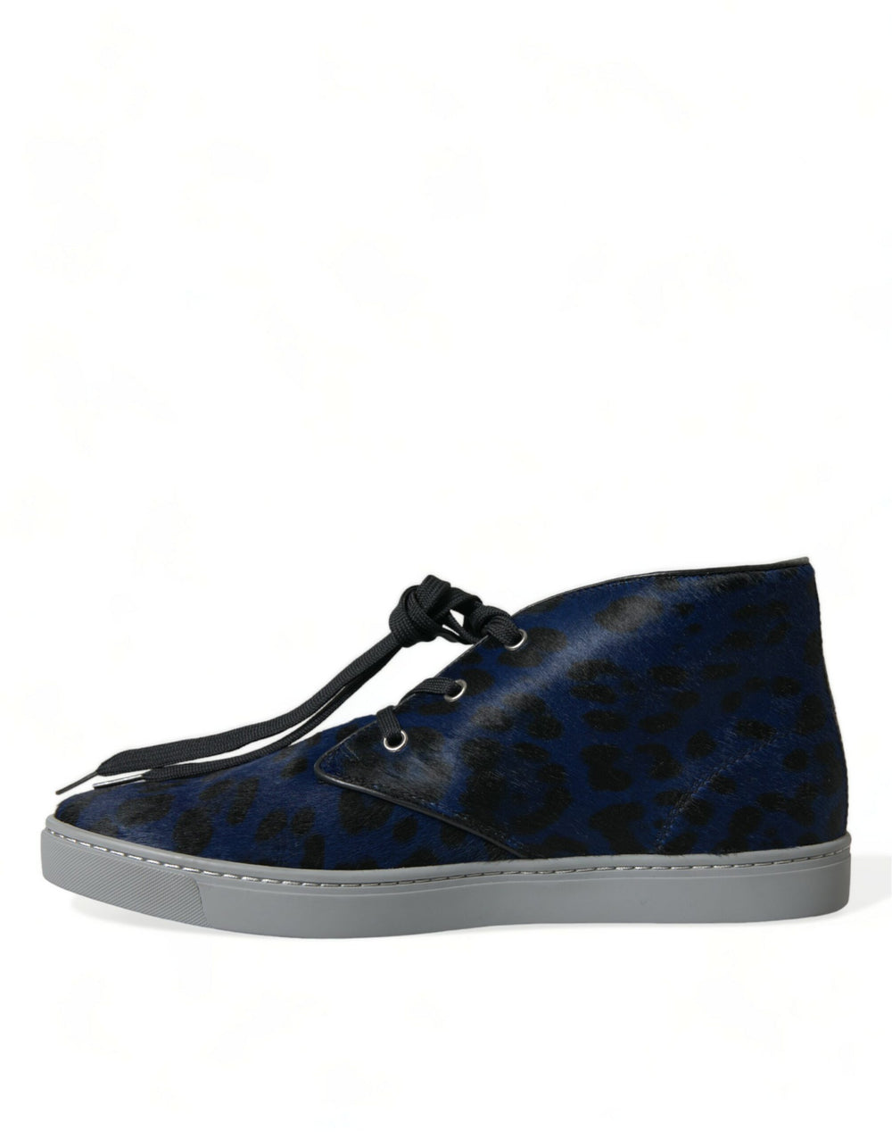 Dolce & Gabbana Calf Hair Leather Sneakers in Blue Leopard