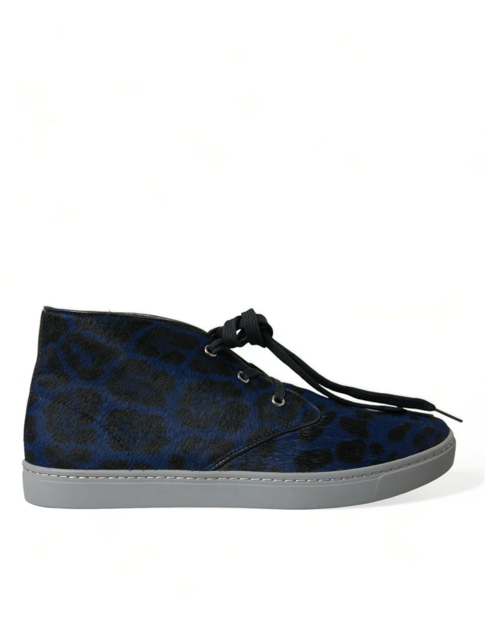 Dolce & Gabbana Calf Hair Leather Sneakers in Blue Leopard