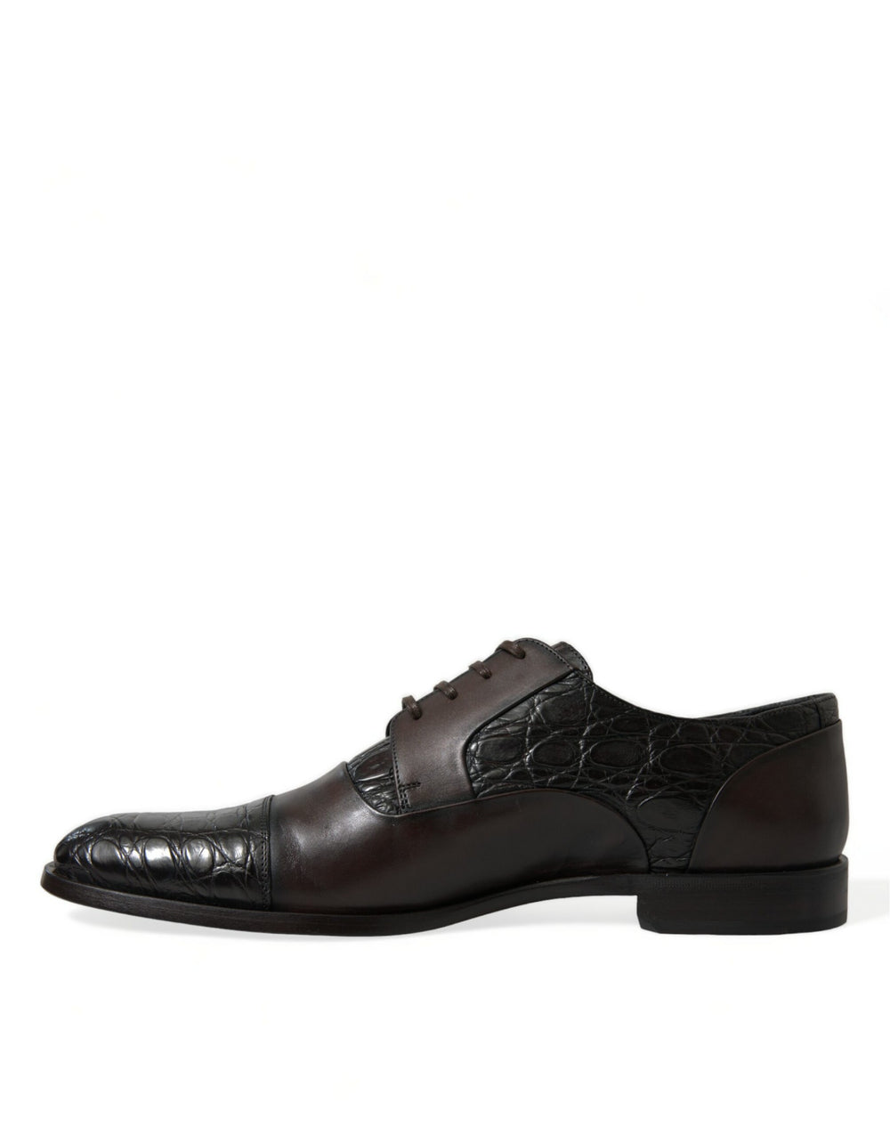 Dolce & Gabbana Caiman and Calfskin Leather Derby Shoes in Brown