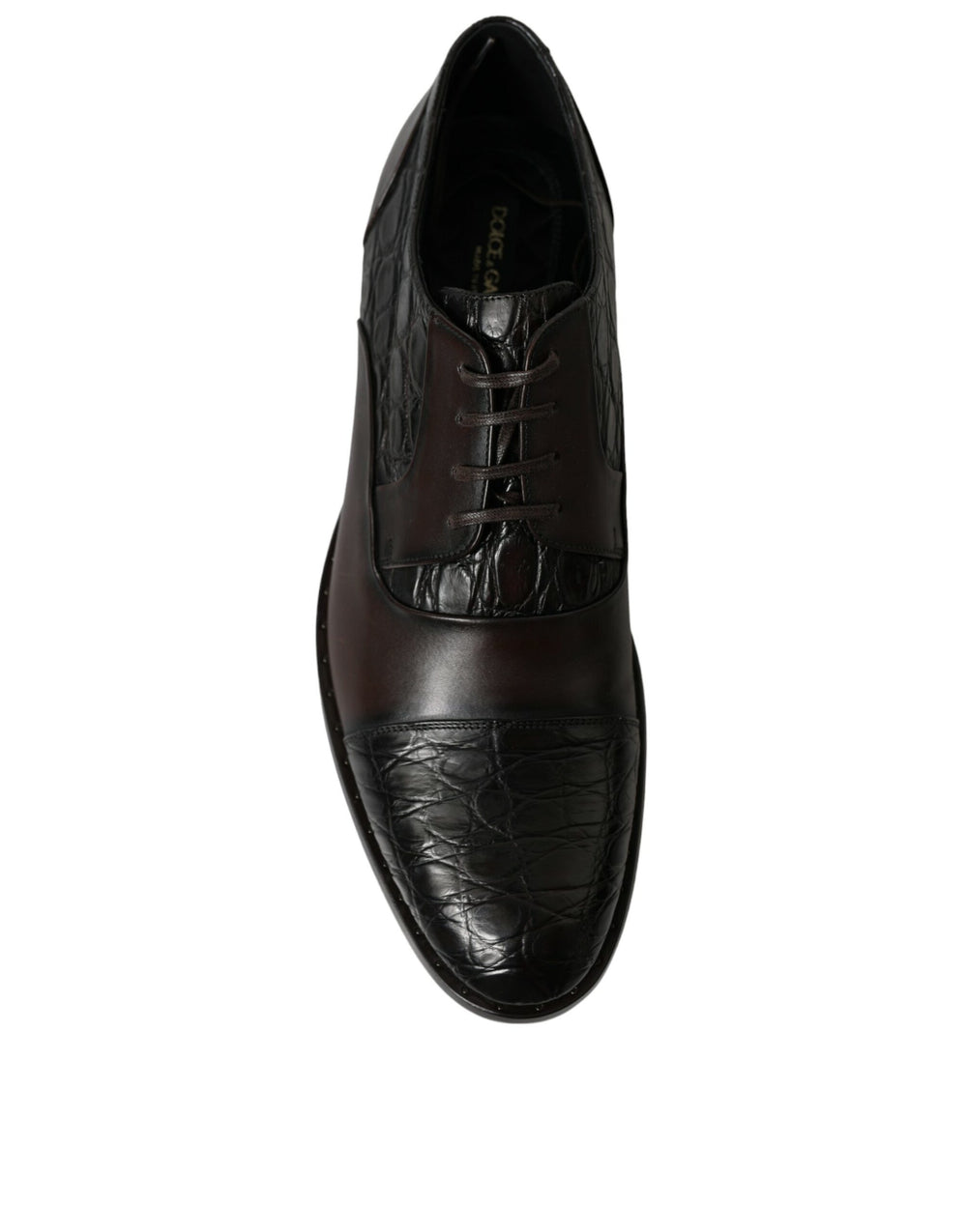 Dolce & Gabbana Caiman and Calfskin Leather Derby Shoes in Brown