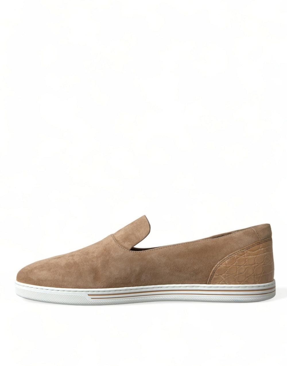 Dolce & Gabbana Suede and Caiman Leather Loafers in Beige