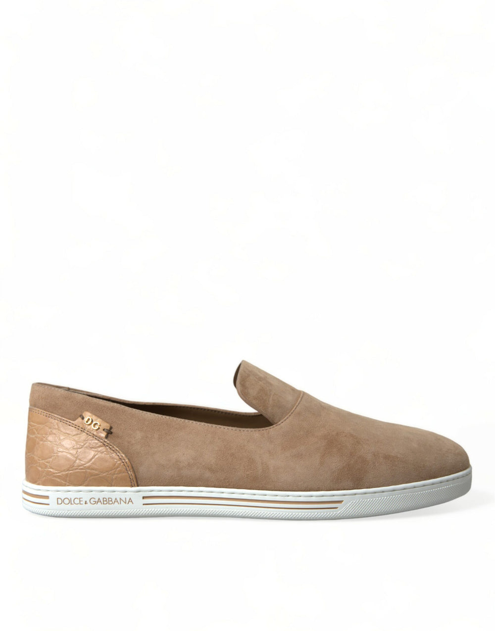 Dolce & Gabbana Suede and Caiman Leather Loafers in Beige