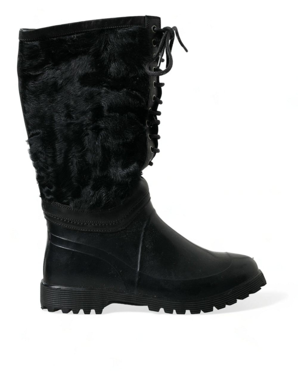 Dolce & Gabbana Shearling Mid-Calf Boots in Black