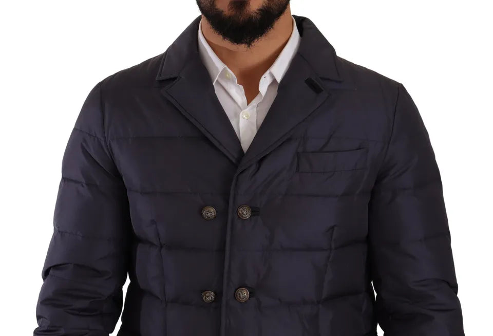 Dolce & Gabbana Silk and Goatskin Down Blouson in Dark Blue