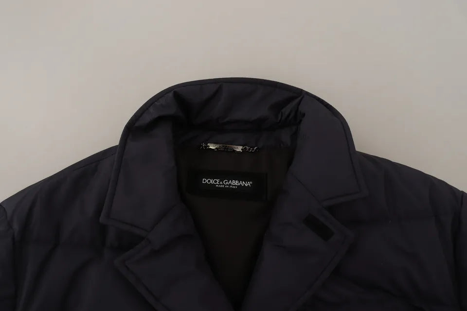Dolce & Gabbana Silk and Goatskin Down Blouson in Dark Blue