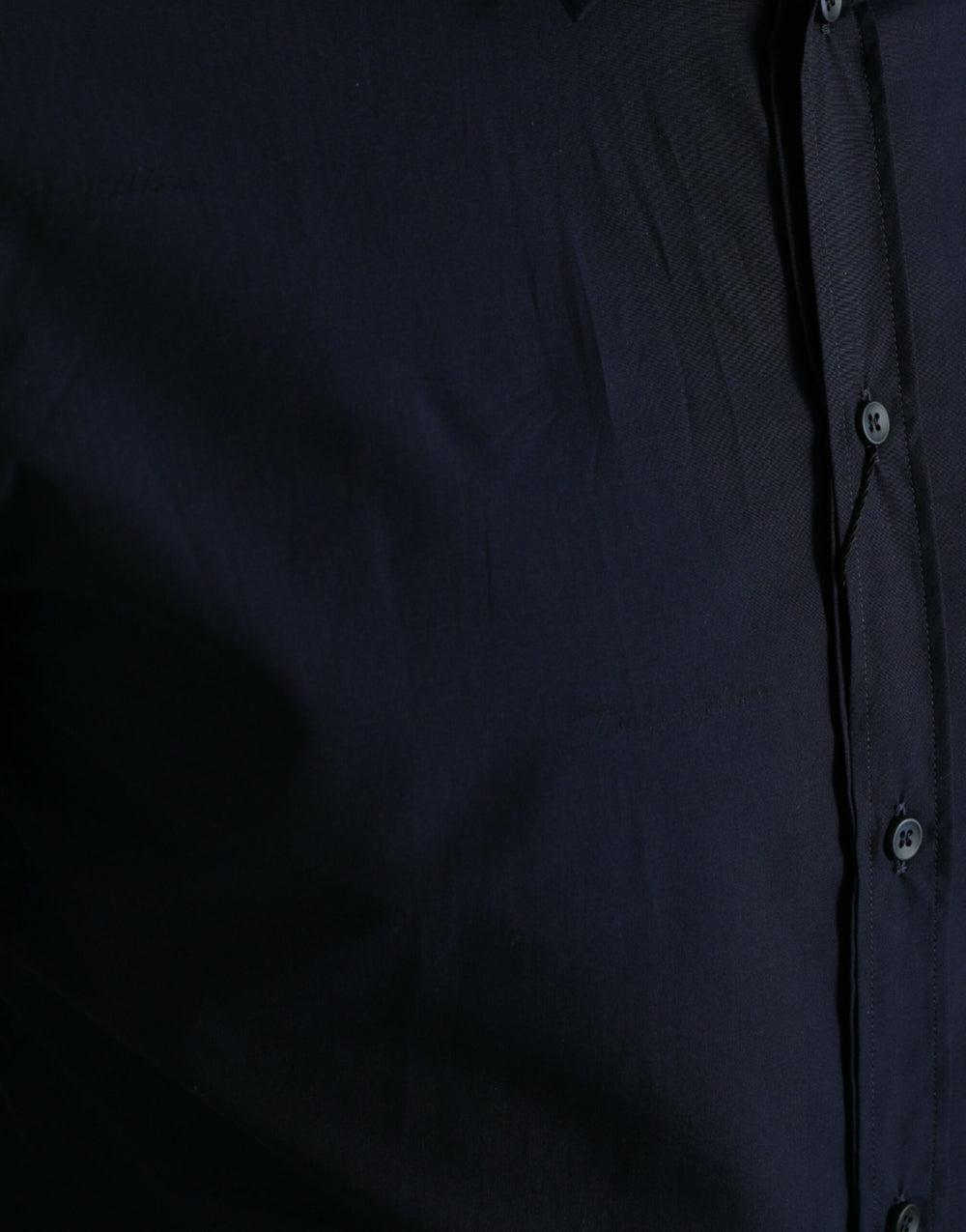 Dolce & Gabbana Slim Fit Cotton Dress Shirt in Navy Blue