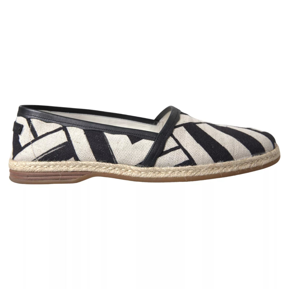 Dolce & Gabbana Linen Espadrilles in Black and White