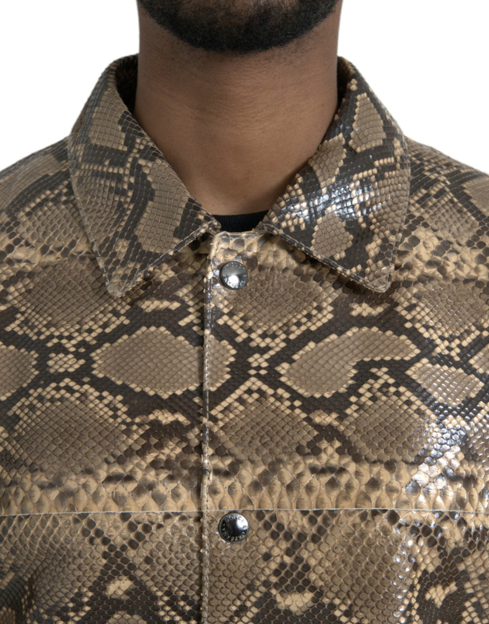 Dolce & Gabbana Python Leather Biker Jacket in Beige