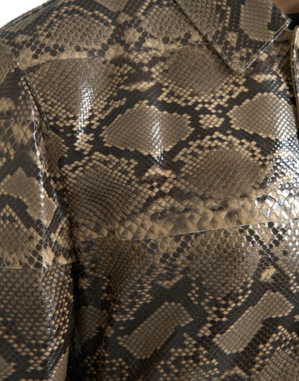 Dolce & Gabbana Python Leather Biker Jacket in Beige