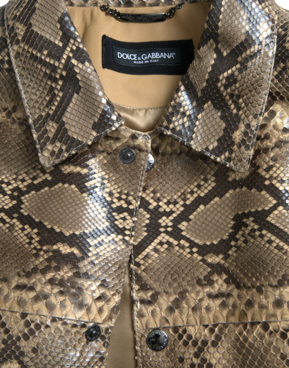 Dolce & Gabbana Python Leather Biker Jacket in Beige