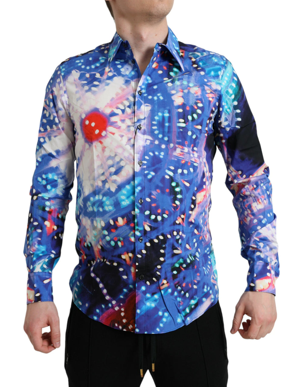 Dolce & Gabbana 100% Cotton Slim Fit Luminarie Print Shirt in Multicolor