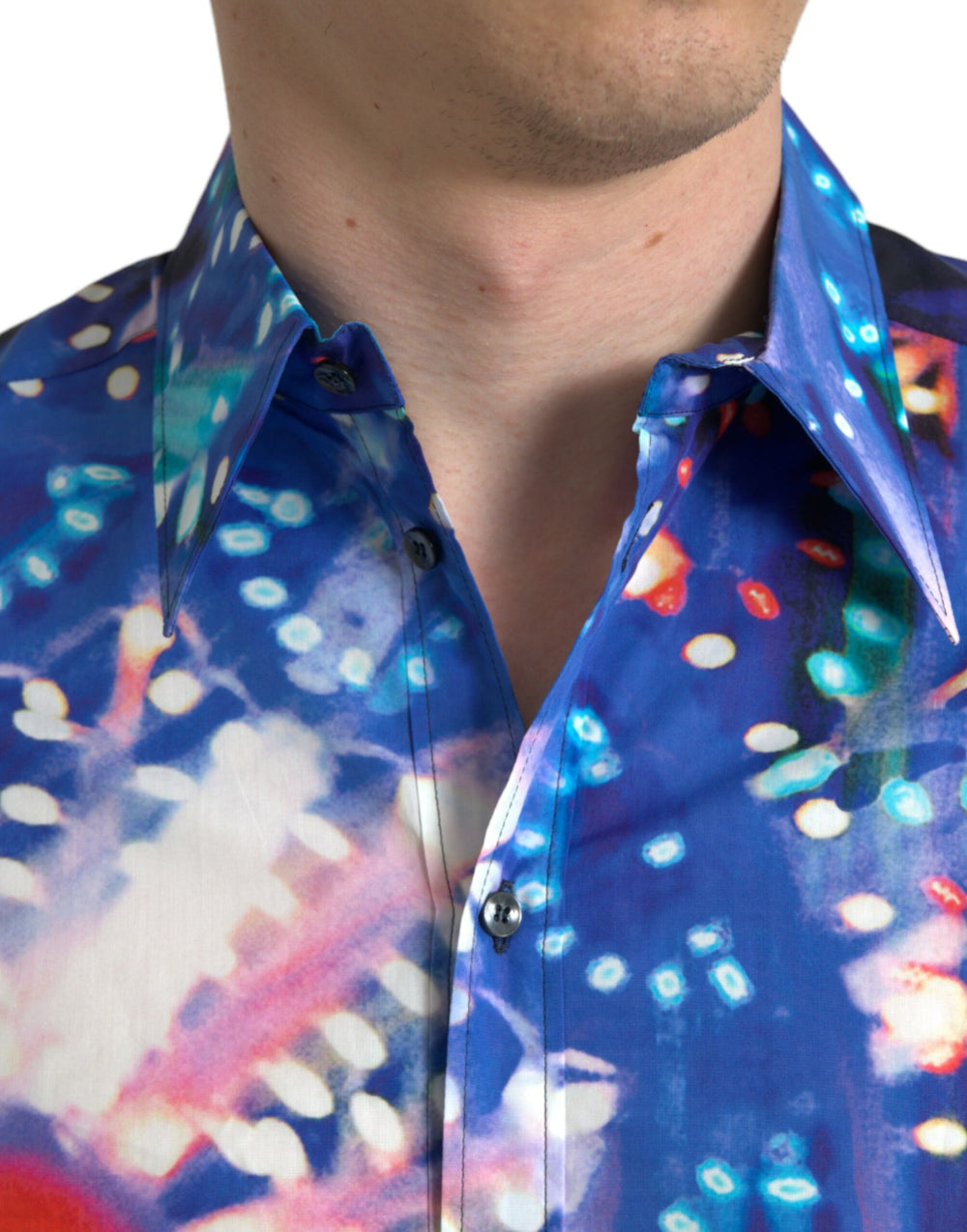 Dolce & Gabbana 100% Cotton Slim Fit Luminarie Print Shirt in Multicolor