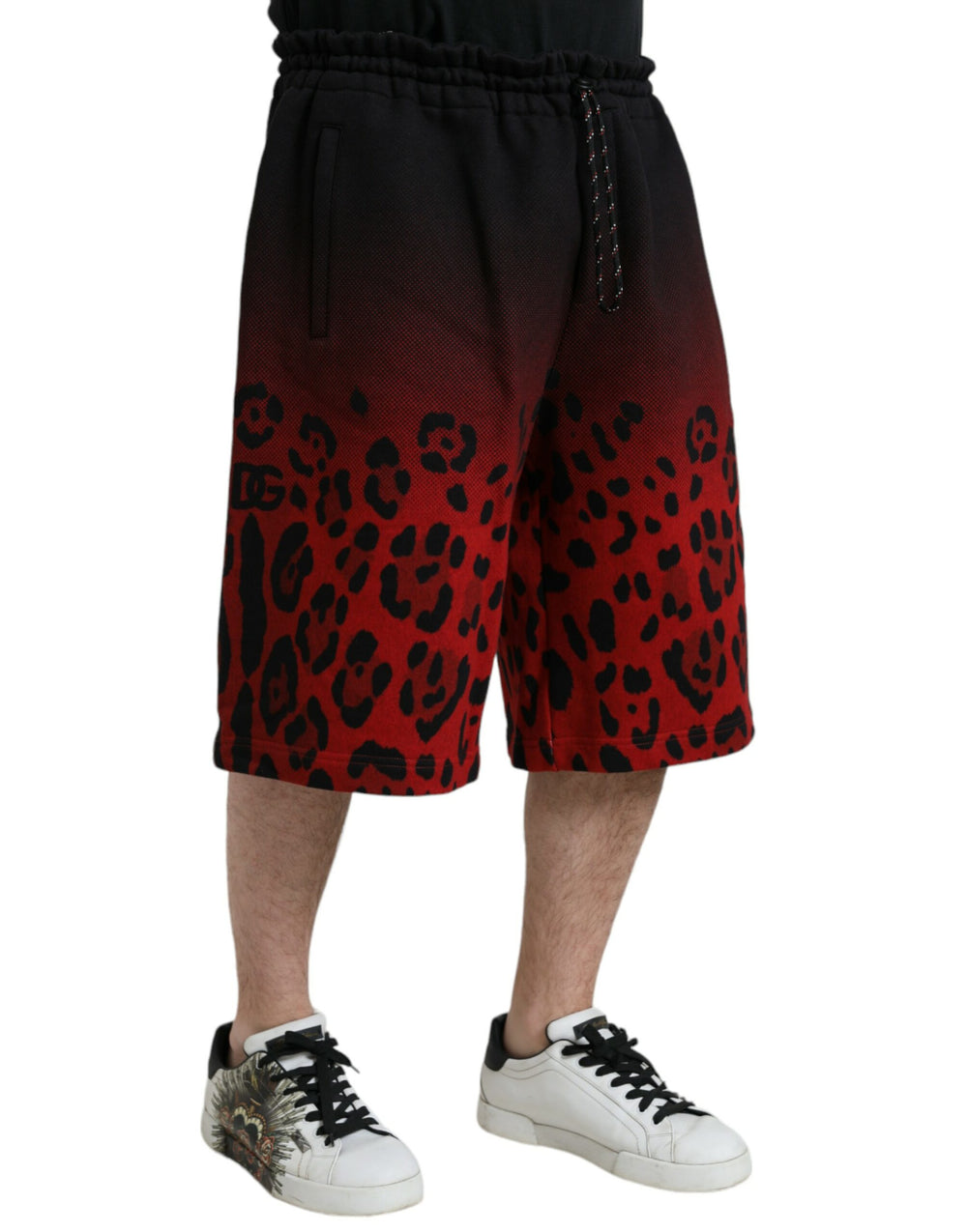 Dolce & Gabbana 100% Cotton Bermuda Shorts in Red Leopard Print