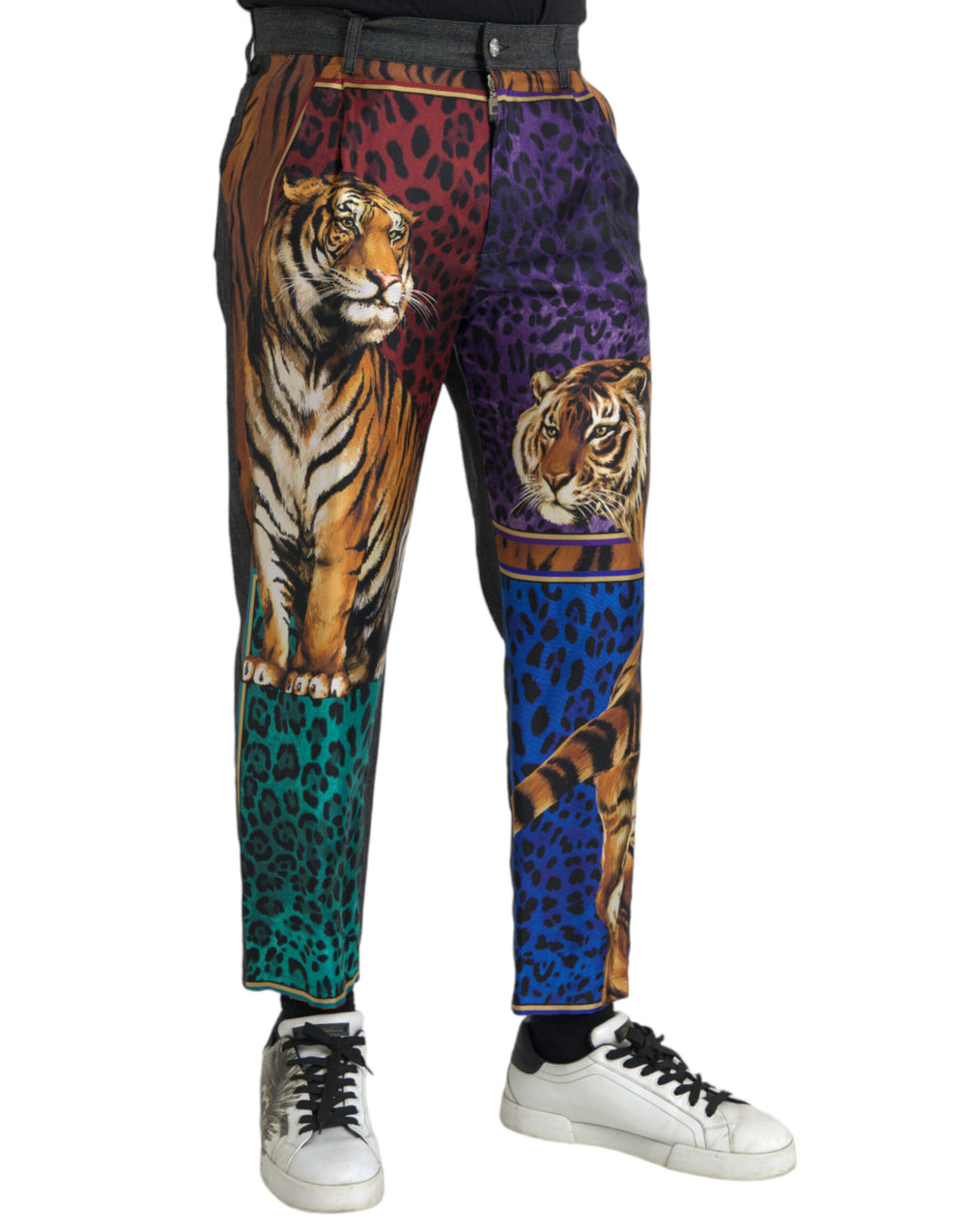Dolce & Gabbana Cotton Silk Tapered Trousers in Multicolor