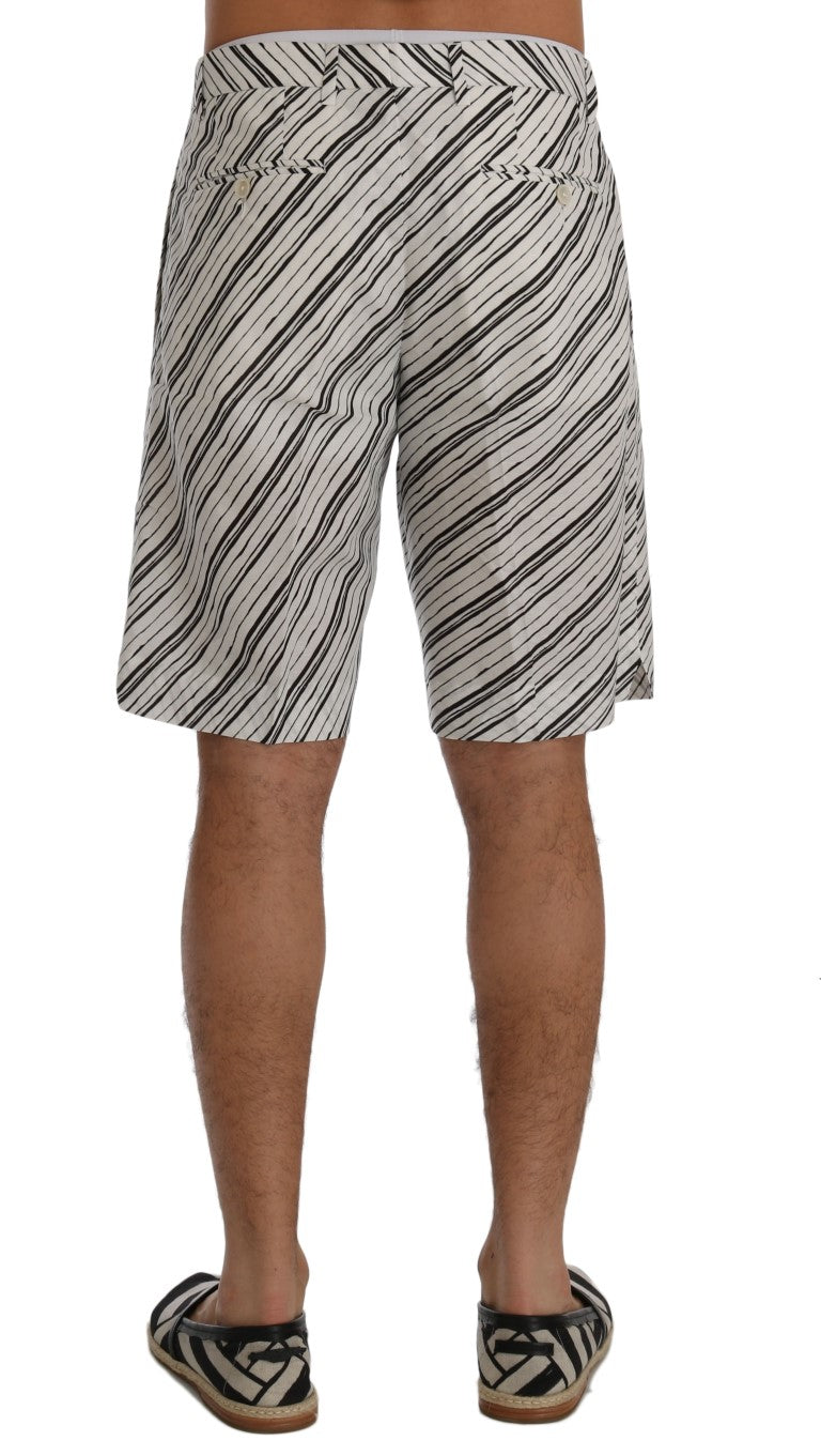 Dolce & Gabbana Linen-Cotton Shorts in Black and White Stripe