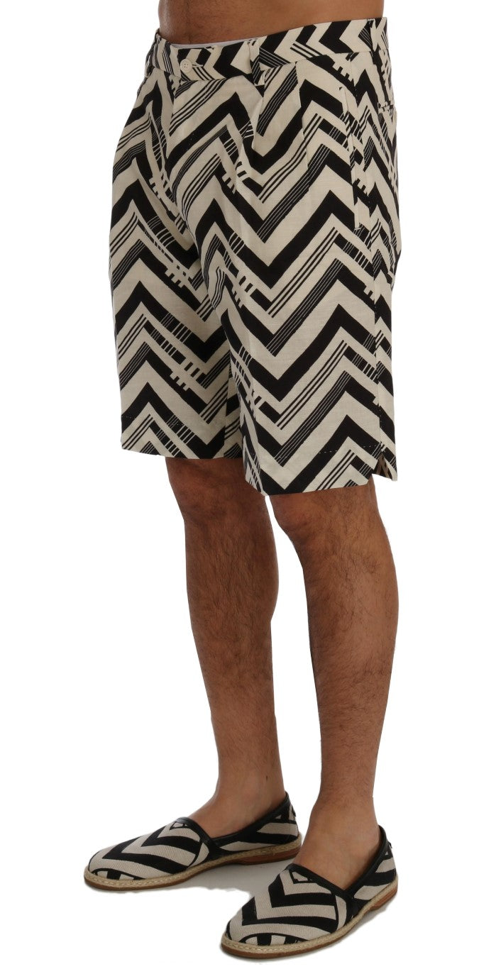 Dolce & Gabbana Cotton Linen Shorts in White and Black Stripe