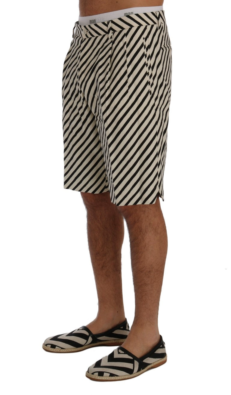 Dolce & Gabbana Hemp Shorts in White and Black Stripe