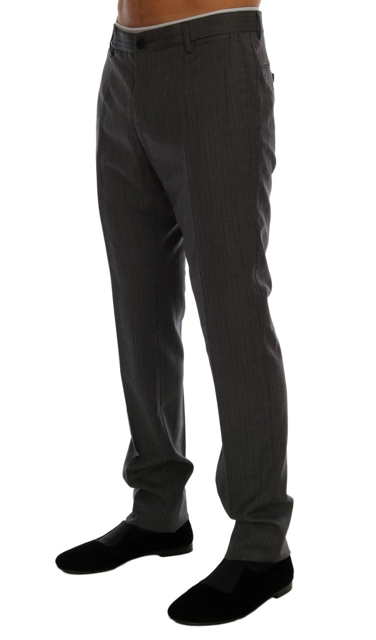 Dolce & Gabbana Wool Striped Formal Trousers in Grey