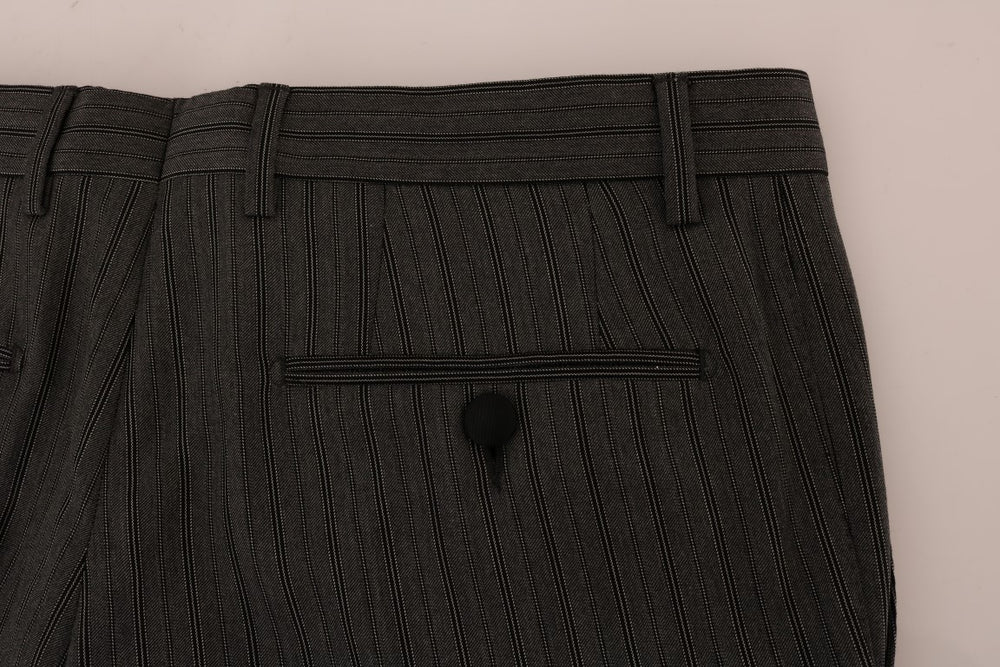 Dolce & Gabbana Wool Striped Formal Trousers in Grey