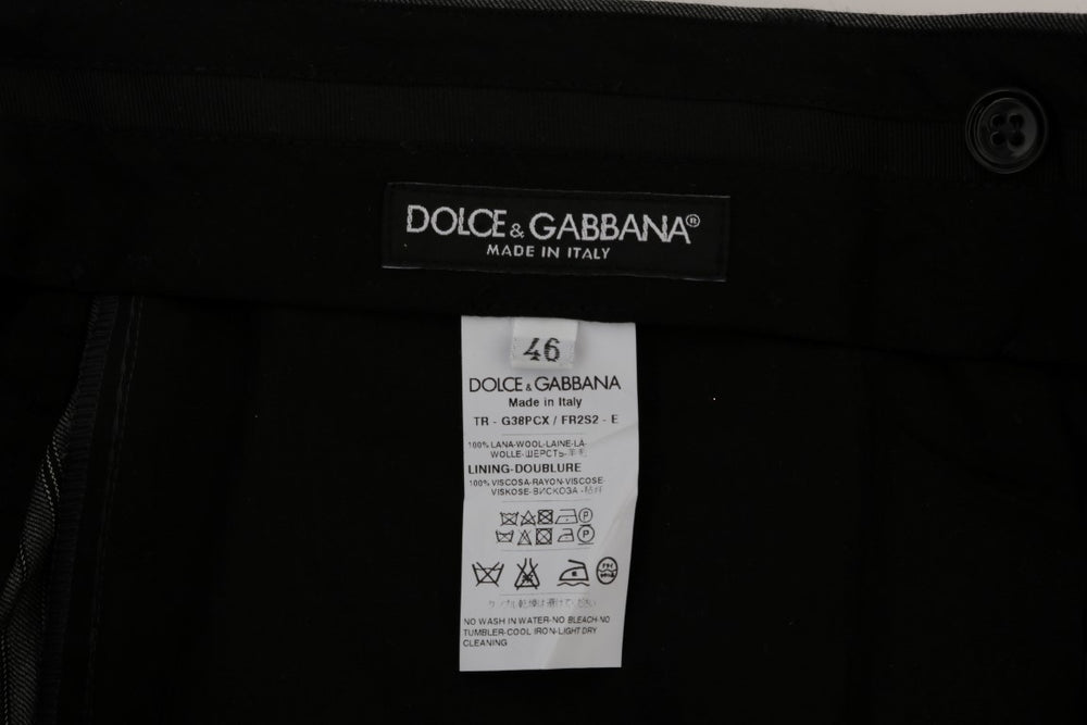 Dolce & Gabbana Wool Striped Formal Trousers in Grey