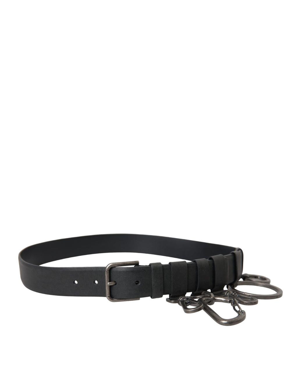 Dolce & Gabbana Calf Leather Belt with Silver Buckle in Black