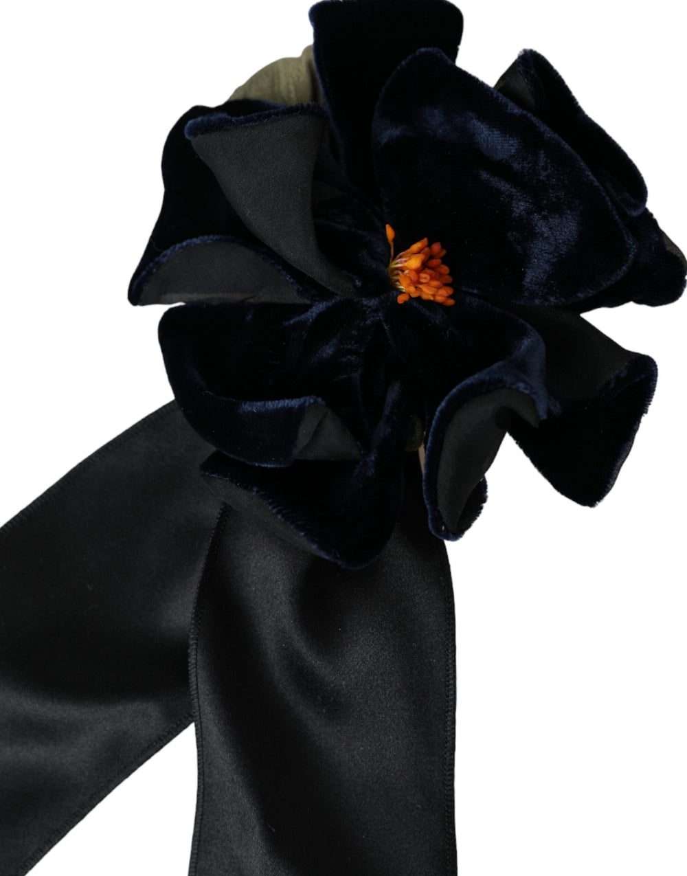 Dolce & Gabbana Silk Floral Hair Pin Brooch in Black