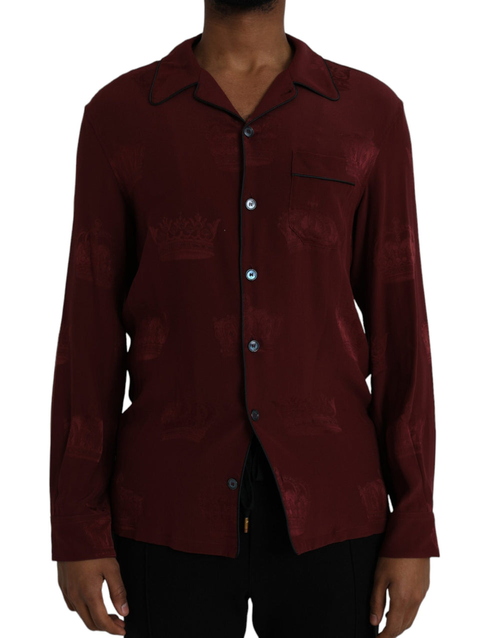 Dolce & Gabbana 100% Silk Long Sleeve Shirt in Maroon