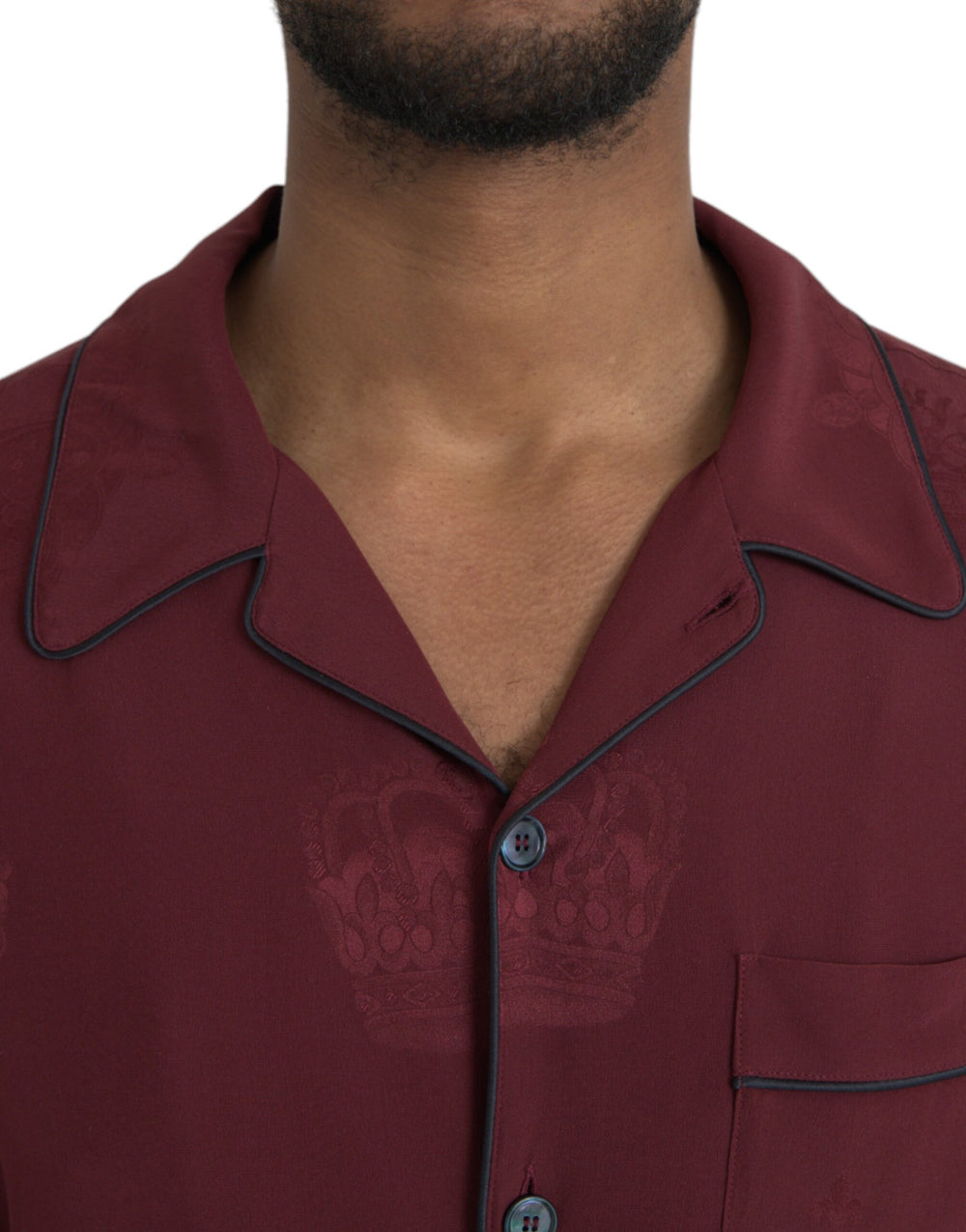 Dolce & Gabbana 100% Silk Long Sleeve Shirt in Maroon