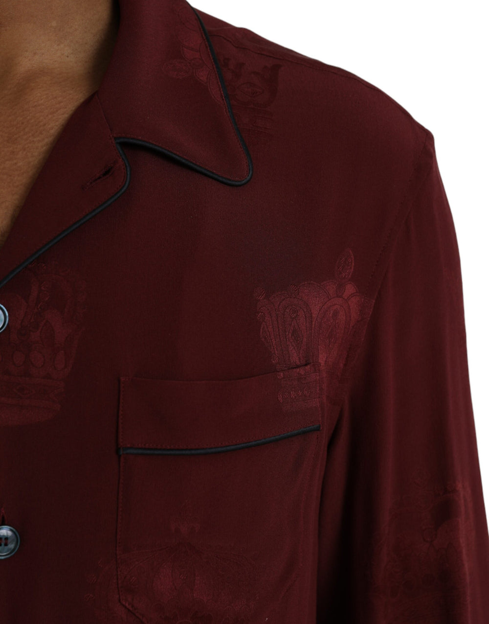 Dolce & Gabbana 100% Silk Long Sleeve Shirt in Maroon