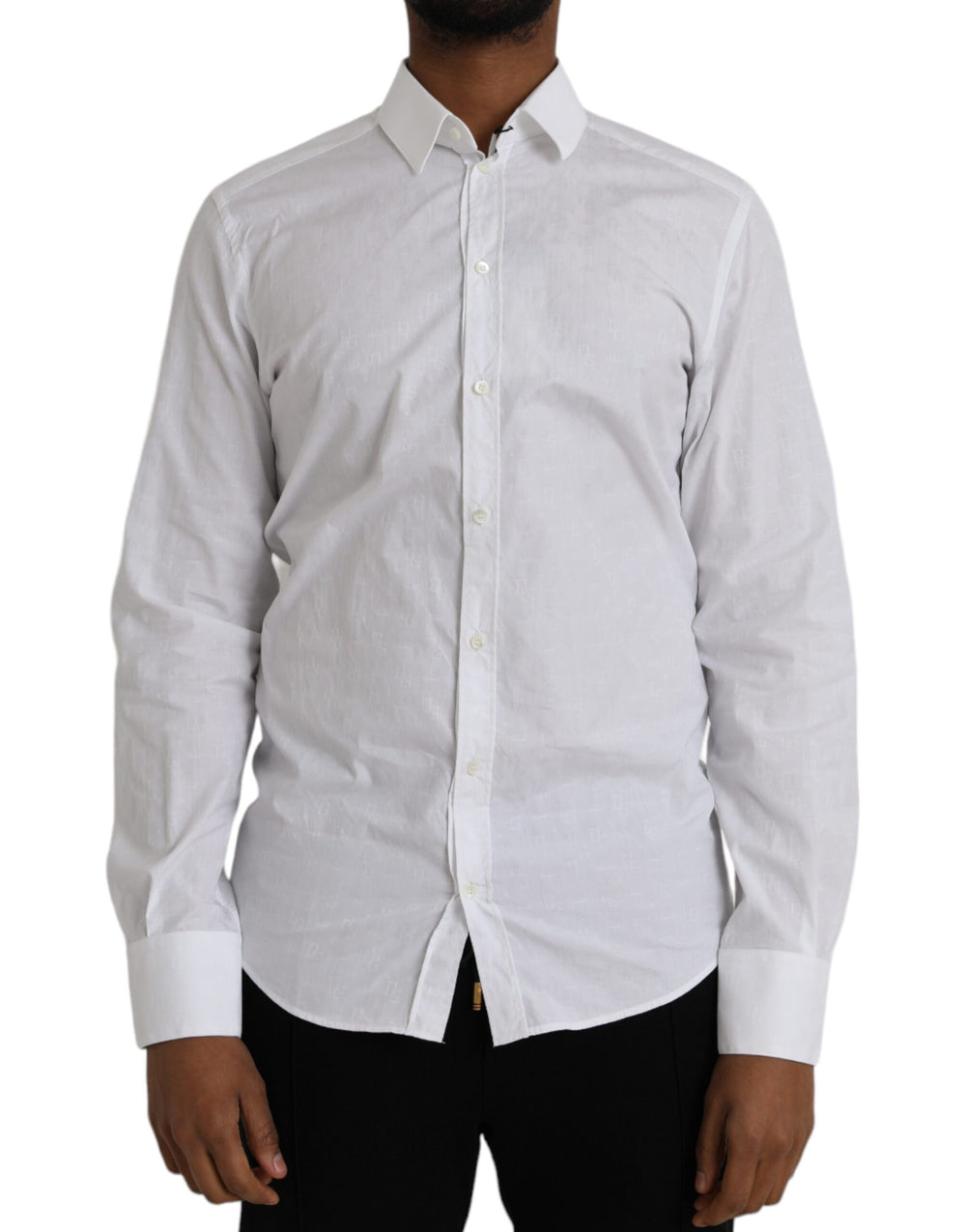 White Cotton Long Sleeve Dress GOLD Shirt mens luxury fashion - Mens Edit