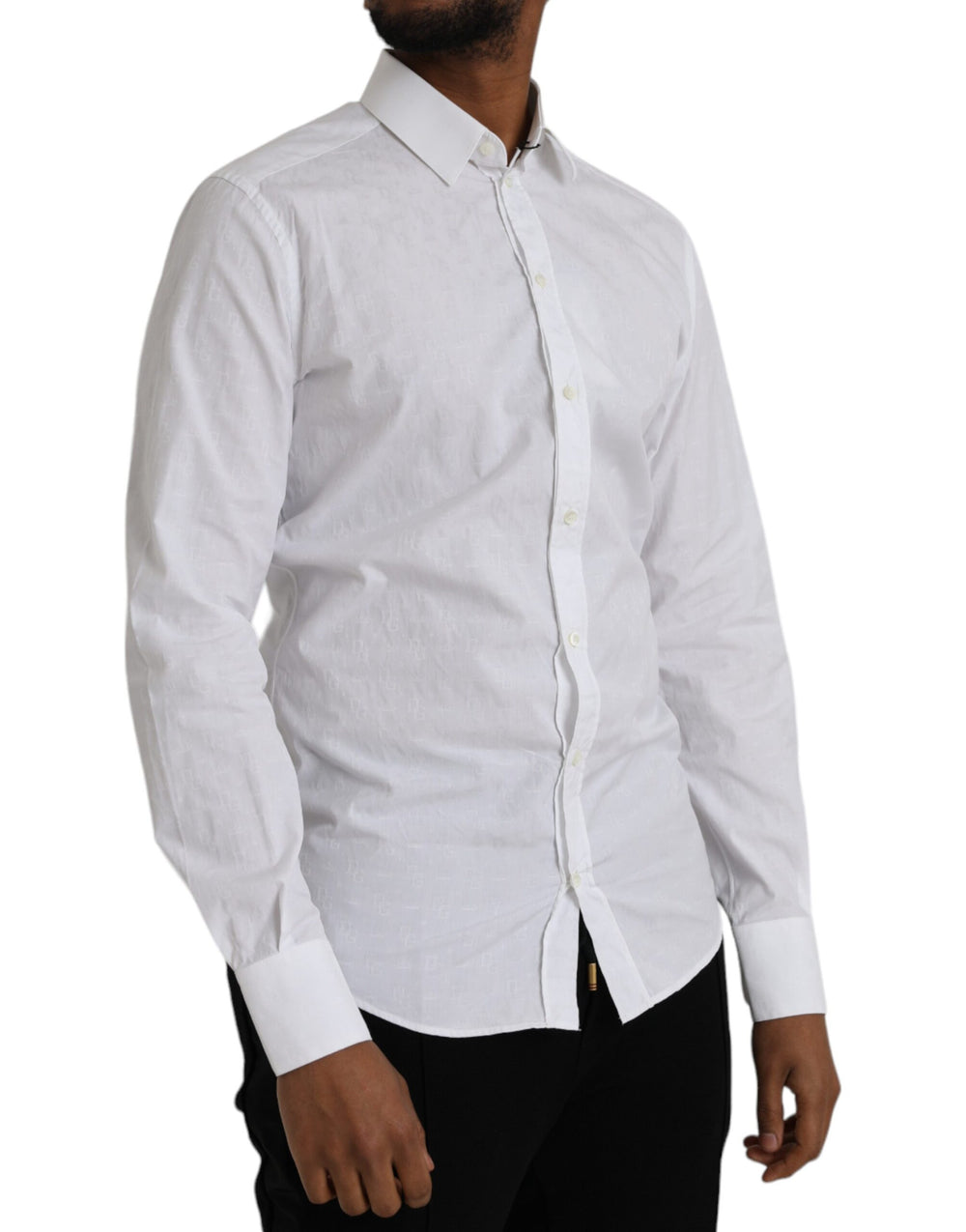 Dolce & Gabbana 100% Cotton GOLD Dress Shirt in White