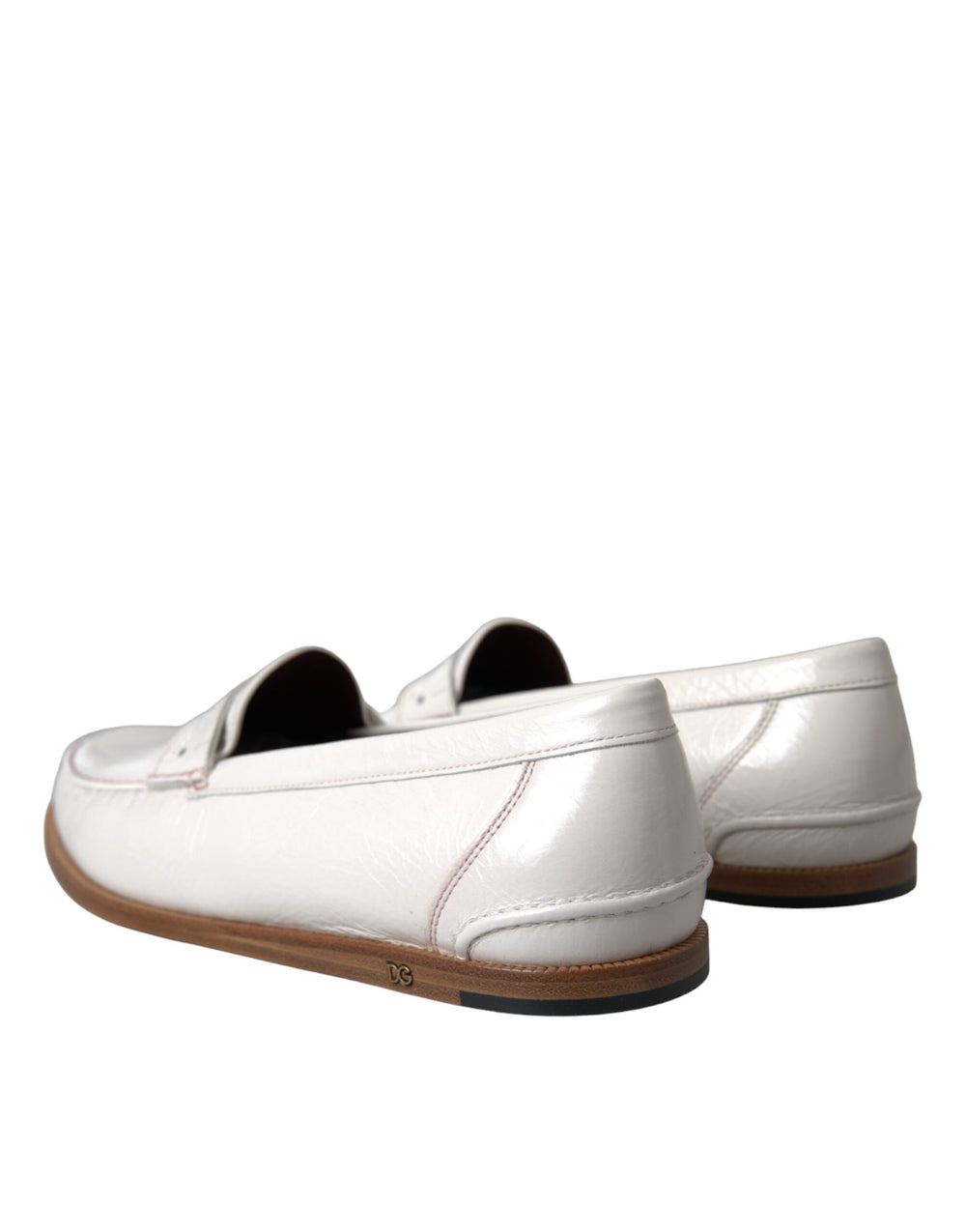 Dolce & Gabbana Leather Slip-On Loafers in Off-White